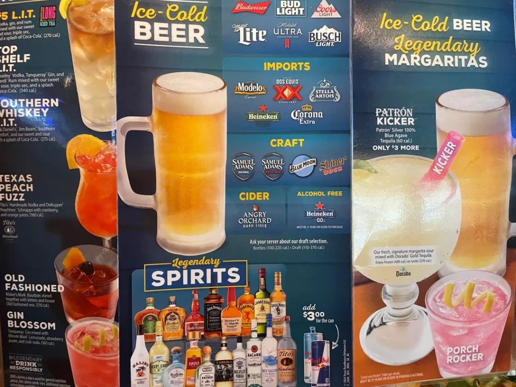 Texas Roadhouse Drink Menu